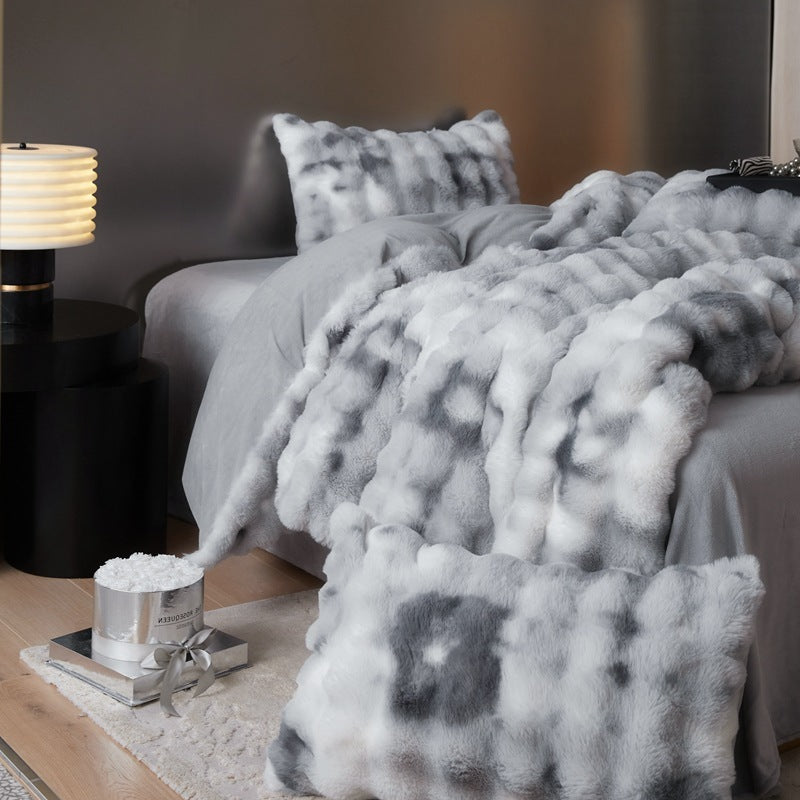 Комплект постільної білизни з хутра та оксамиту з чотирьох предметів