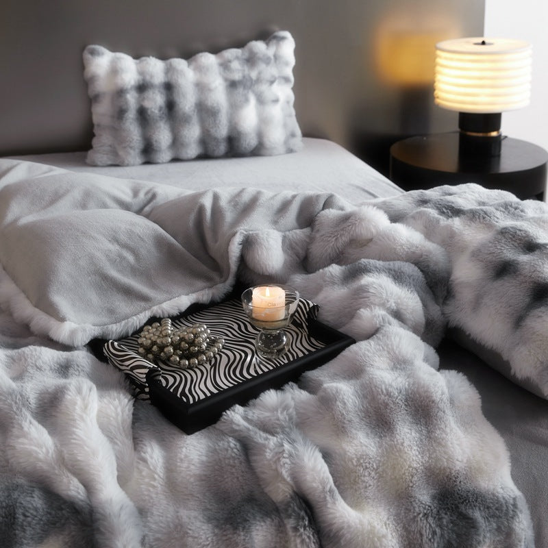 Комплект постільної білизни з хутра та оксамиту з чотирьох предметів