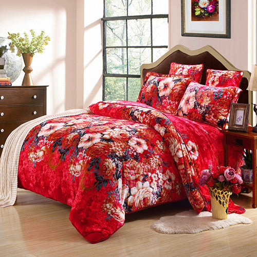 Модний теплий комплект постільної білизни з золотистої норки