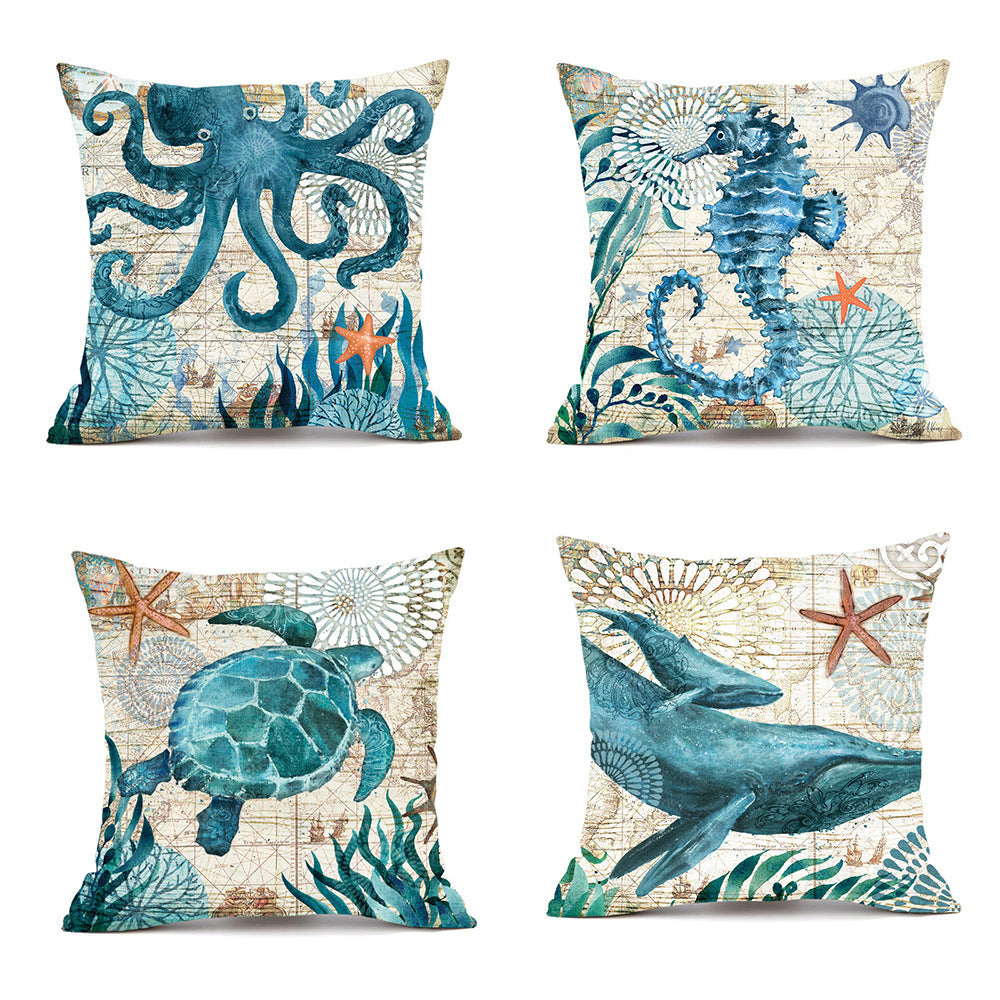 Turtle Printed Throw Pillow Cases