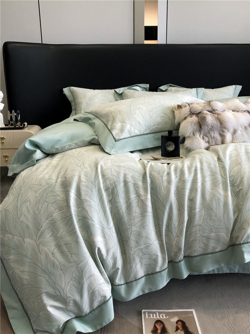 Комплект постільної білизни з чотирьох предметів з довговолокнистої бавовни з принтом, бавовняна постільна білизна