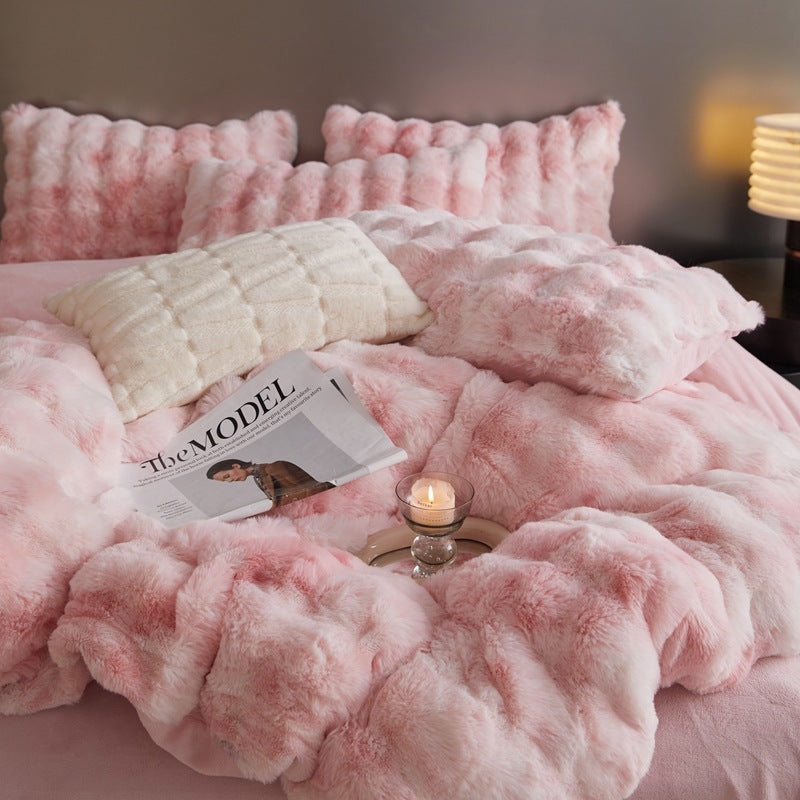 Комплект постільної білизни з хутра та оксамиту з чотирьох предметів