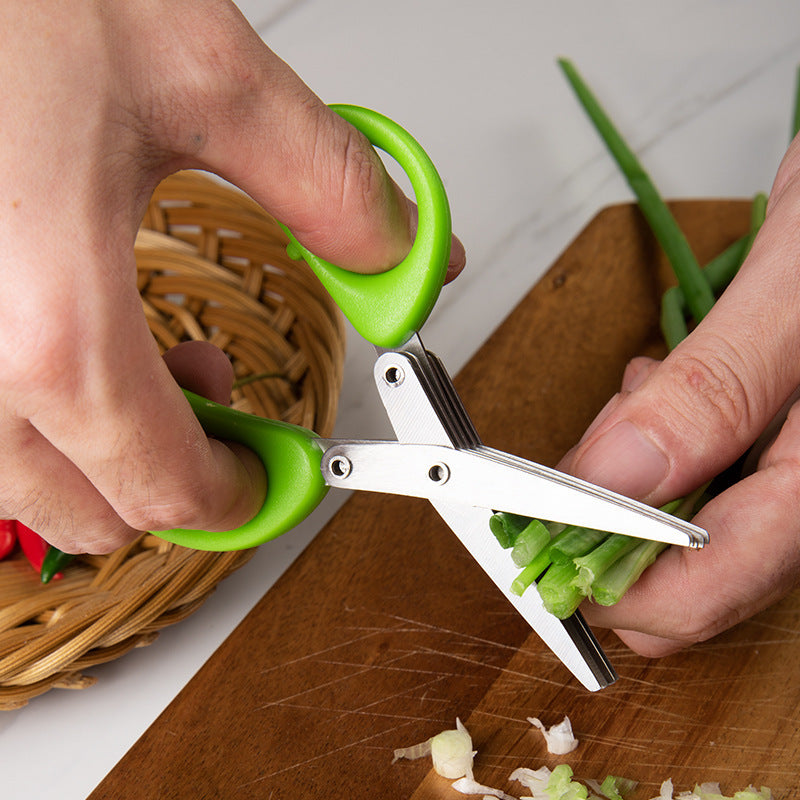 Multifunctional Multi-layer Green Onion Scissors Stainless Steel