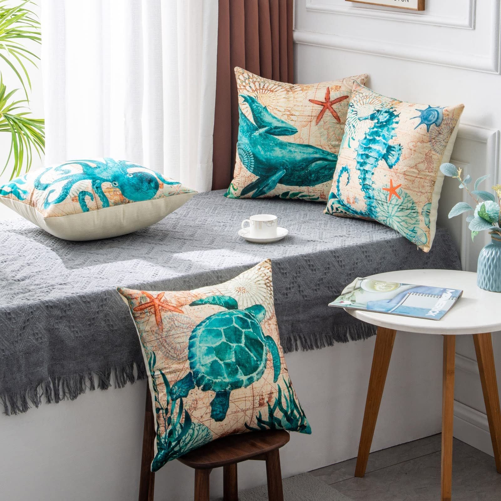 Turtle Printed Throw Pillow Cases