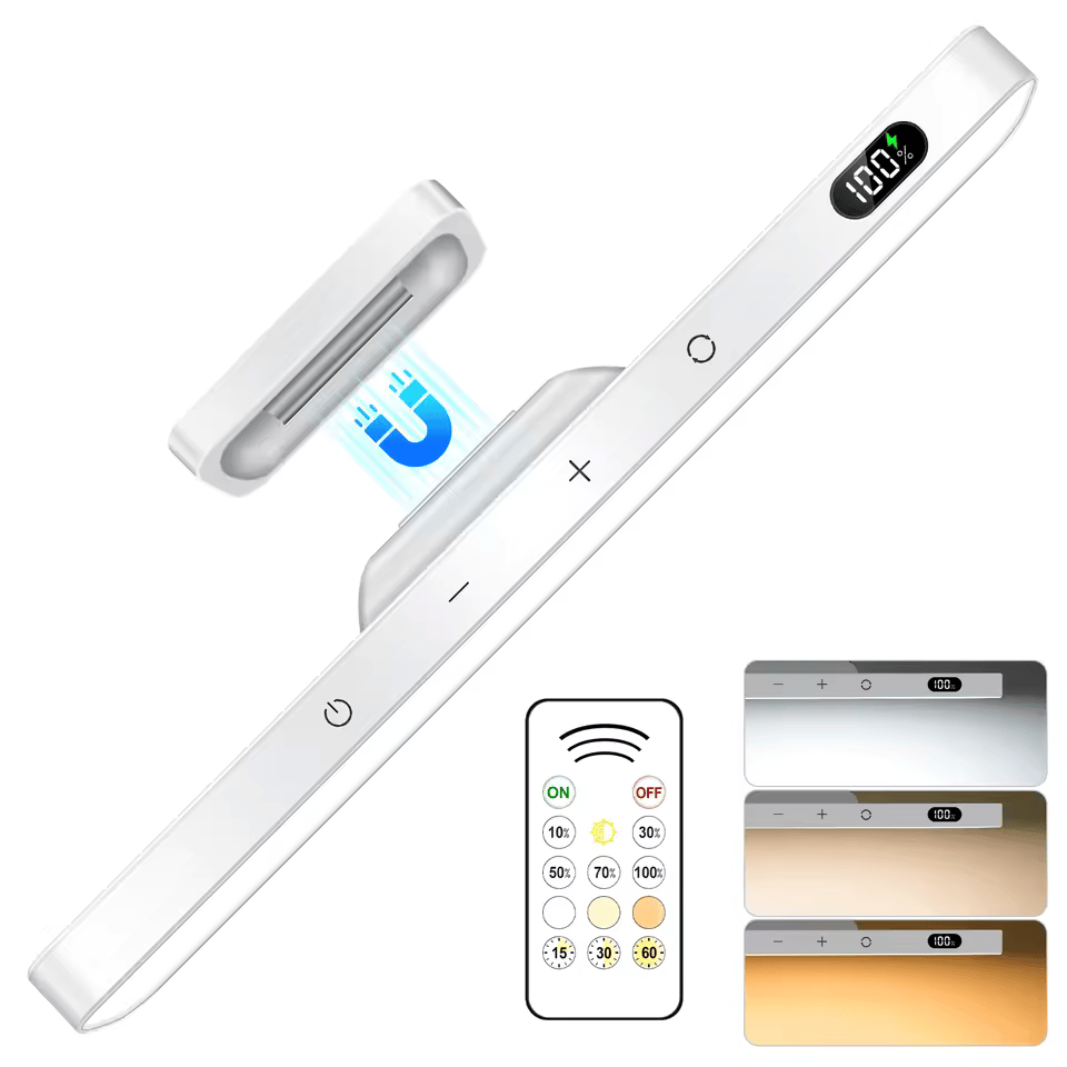 Rechargeable Dimmable LED Mirror Light – 3 Colors, 5 Brightness Levels, Magnetic & Touch-Control