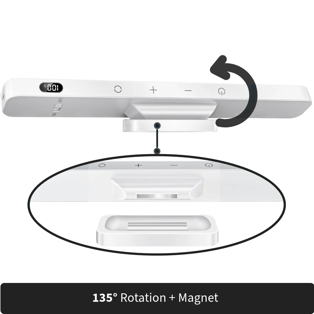 Rechargeable Dimmable LED Mirror Light – 3 Colors, 5 Brightness Levels, Magnetic & Touch-Control